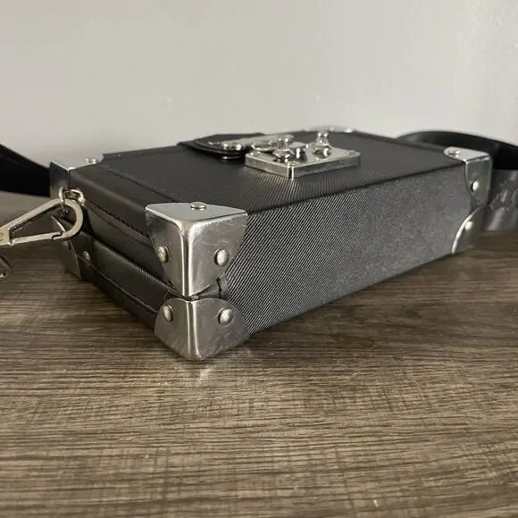 Lord Culture Women Black With Metal Hardware Hard Case Bag Crossbody - Picture 3 of 11